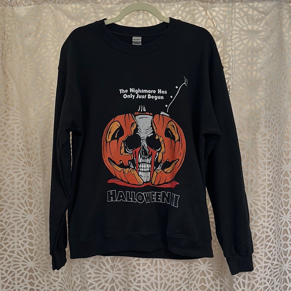 🎃 Halloween II Horror Movie Pumpkin Graphic Sweatshirt Black M